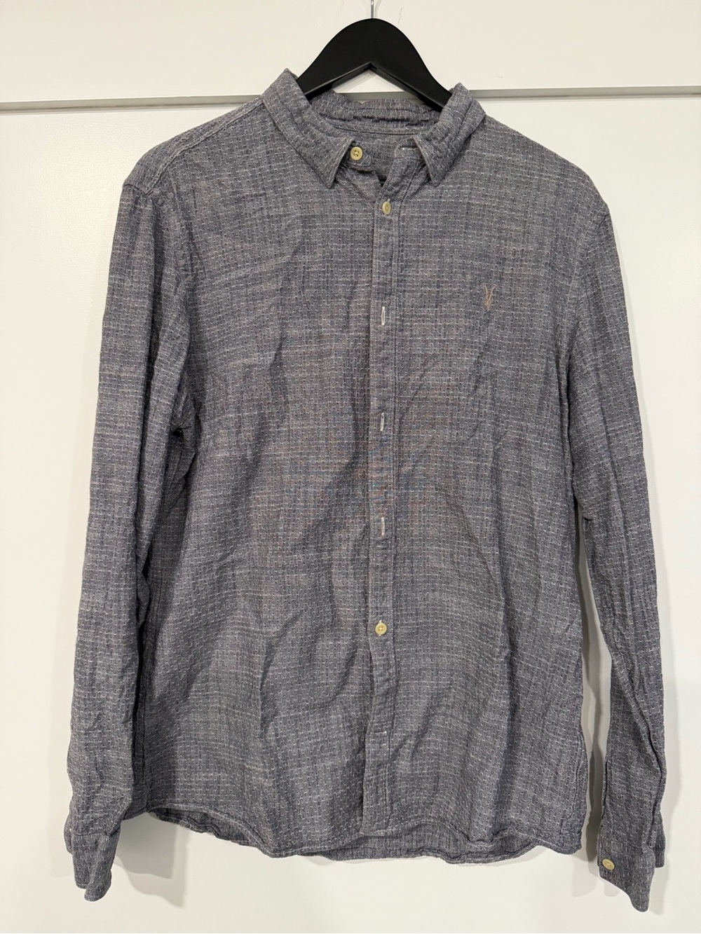 All Saints Slim Fit Textured Button-Down Shirt - Heather Gray